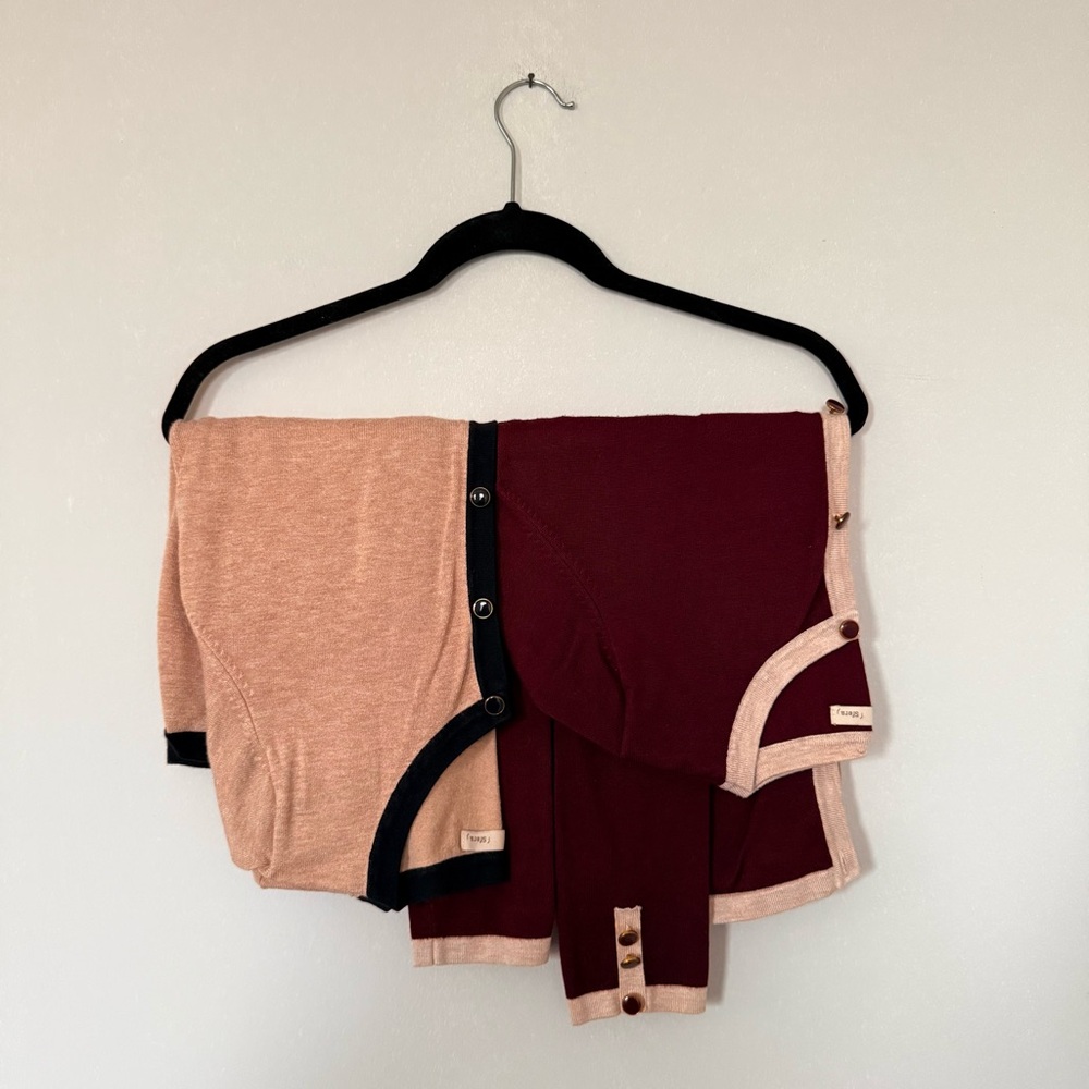 Burgundy and Cream Knit Elegant 2 Cardigan Bundle